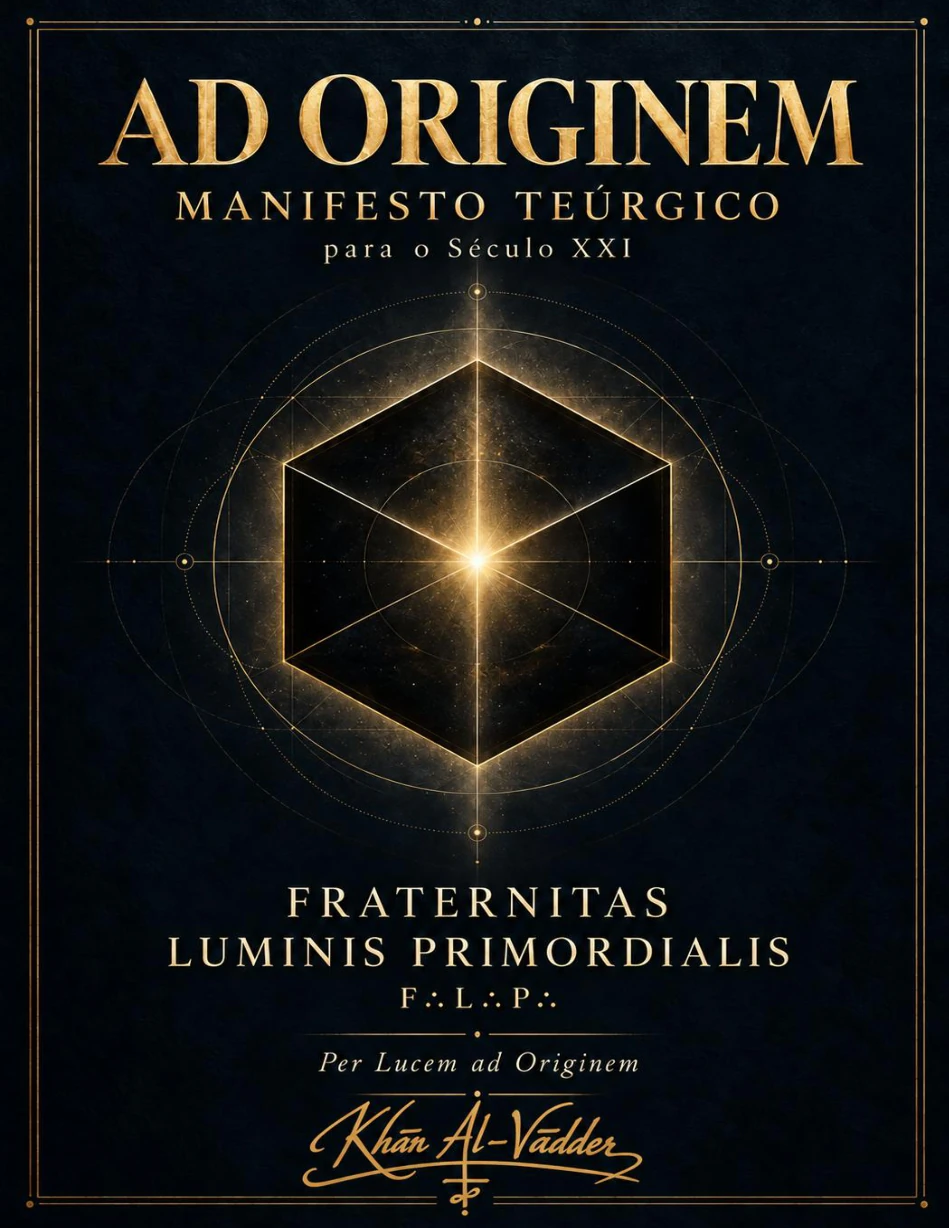 Capa original de AD ORIGINEM, com o cubo dourado e a Luz Primordial